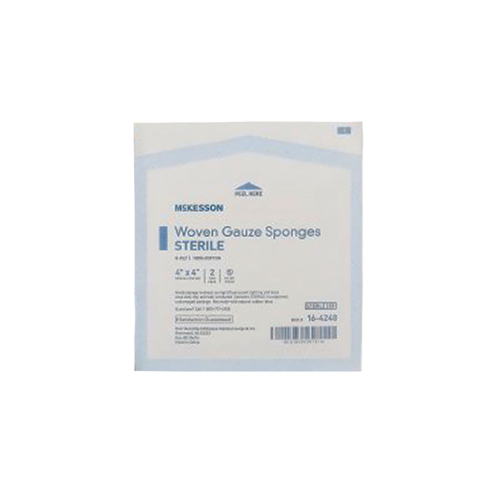McKesson Gauze Sponges, 4" x 4", 8 Ply, Sterile, 1 Pack of 2