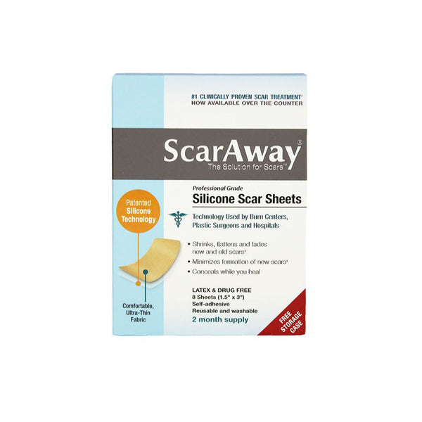 ScarAway Silicone Scar Sheets, 1.5" x 3", box of 8