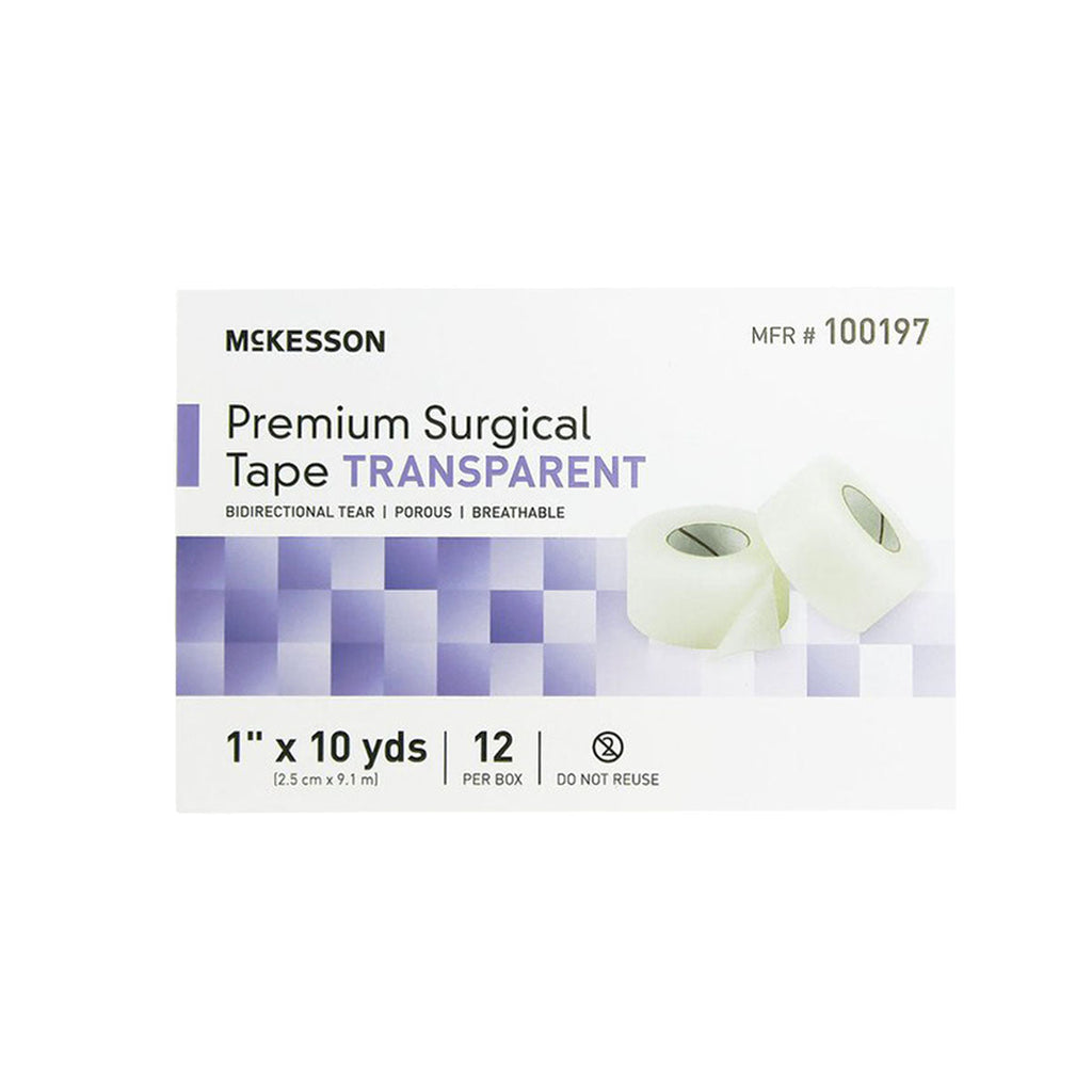 McKesson Surgical Tape, Transparent, Non-Sterile, 1" x 10 yards, box of 12