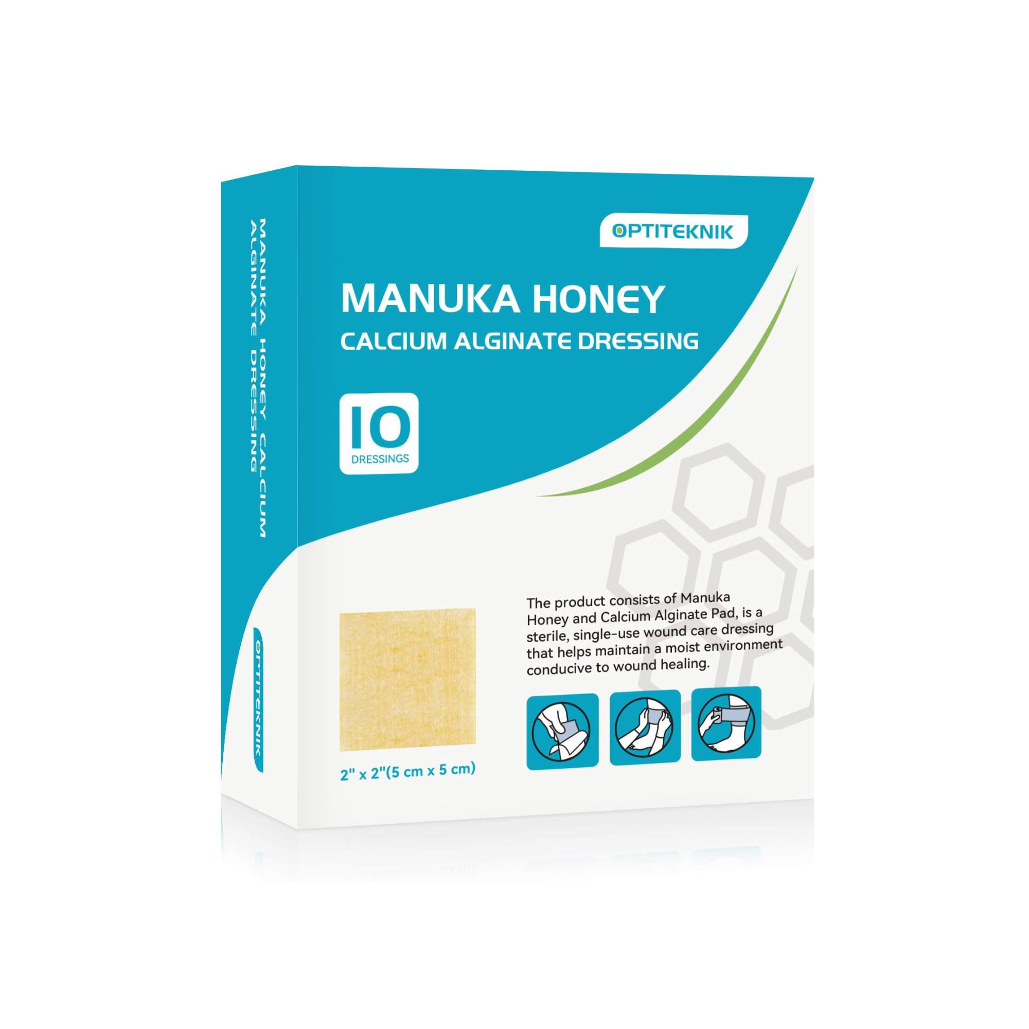 Optiteknik Manuka Honey Calcium Alginate Dressing, 2" x 2"