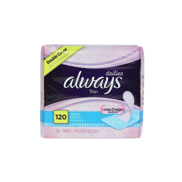 Always Thin Daily Liners, Regular, 120 count