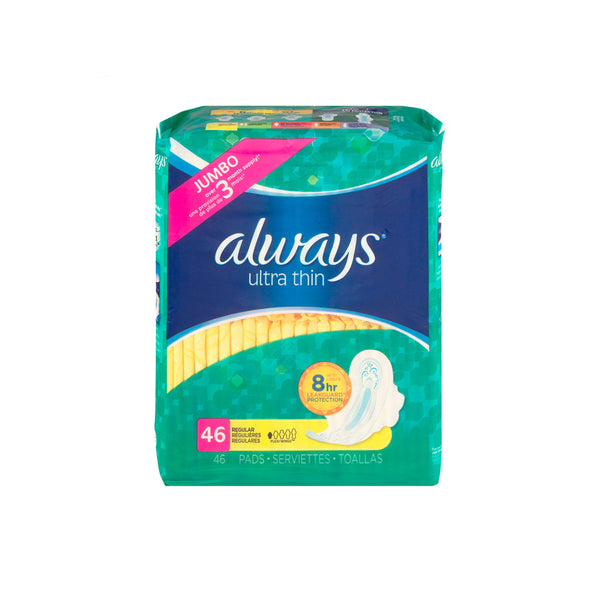 Always Ultra Thin Regular Pads with Wings, 46 count