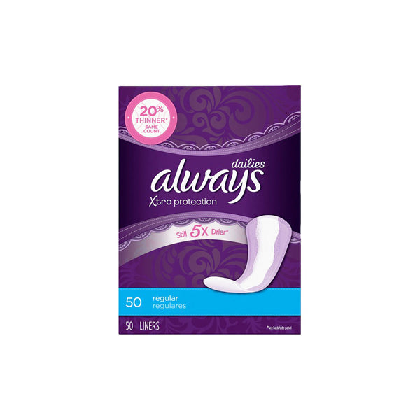 Always Xtra Protection Daily Liners, Regular, 50 count