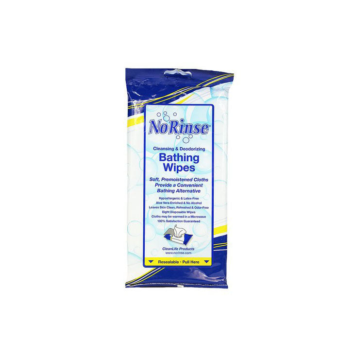 CleanLife Products No Rinse Bathing Wipes, pack of 8