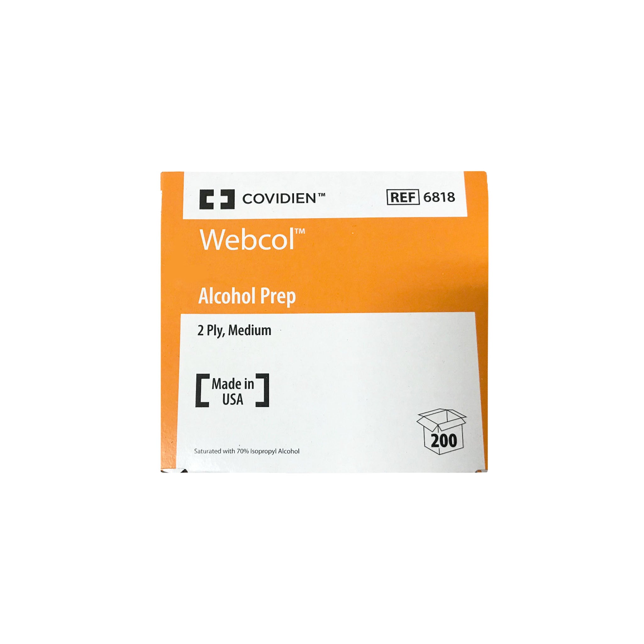 Covidien Webcol Alcohol Prep Pads, 2 Ply, Medium, box of 200