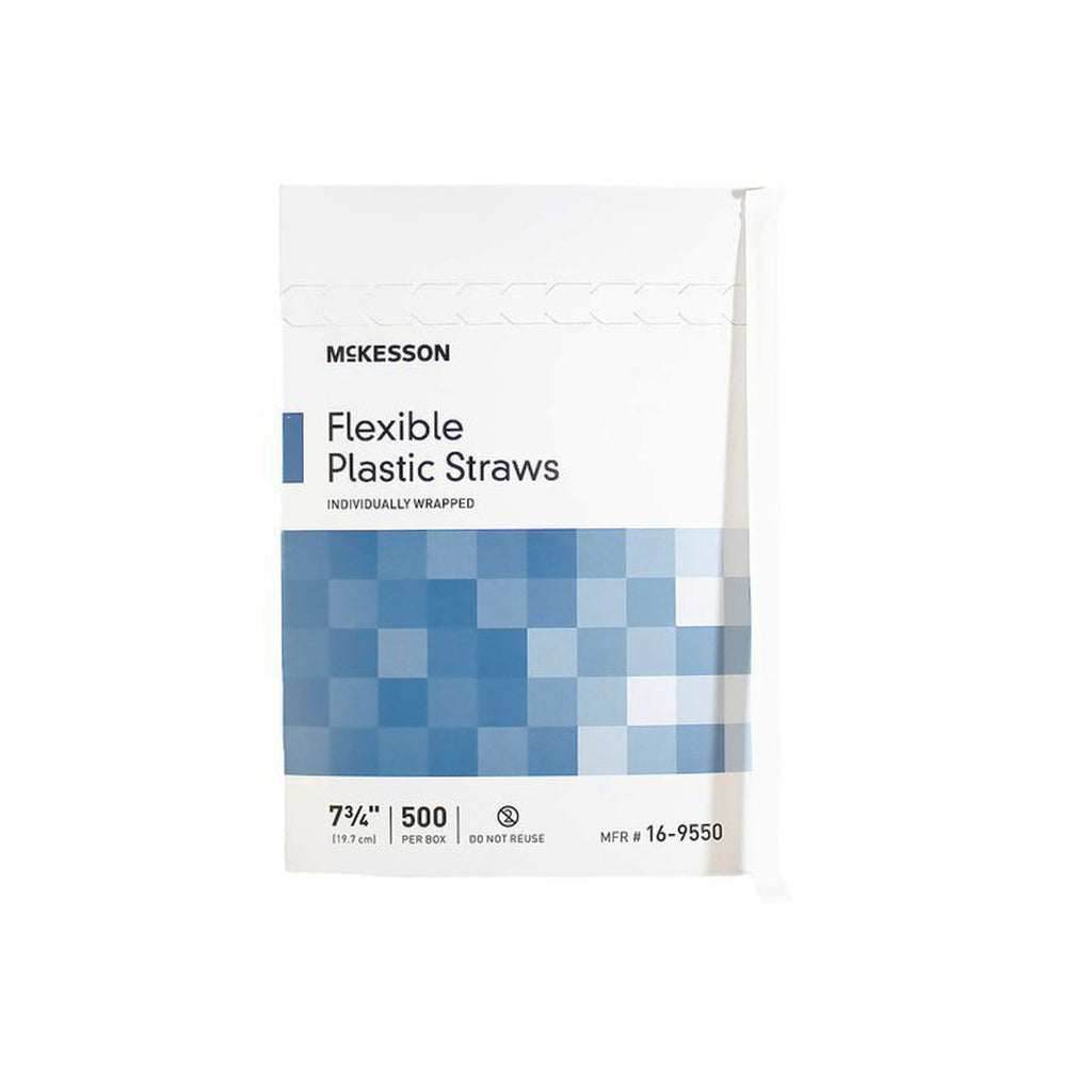 McKesson Flexible Plastic Straws, box of 500