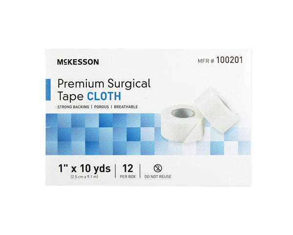 McKesson Premium Surgical Tape, Cloth, Non-Sterile, 1" x 10 yards, box of 12